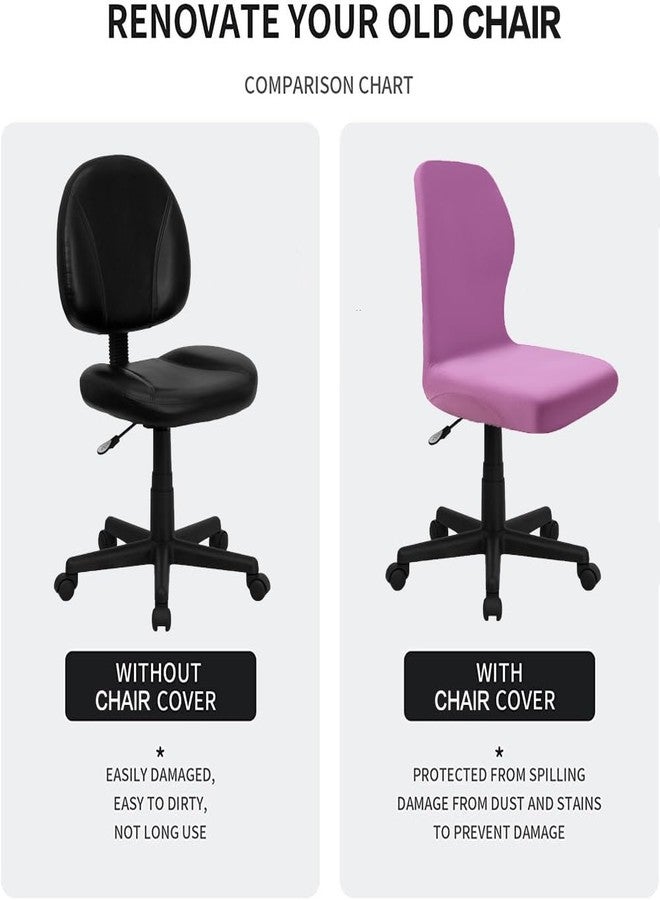 Deisy Dee Velvet Stretch Armless Office Chair Covers - Colorful Stretch Slipcover for Desk Chairs (Purple) - Image 3